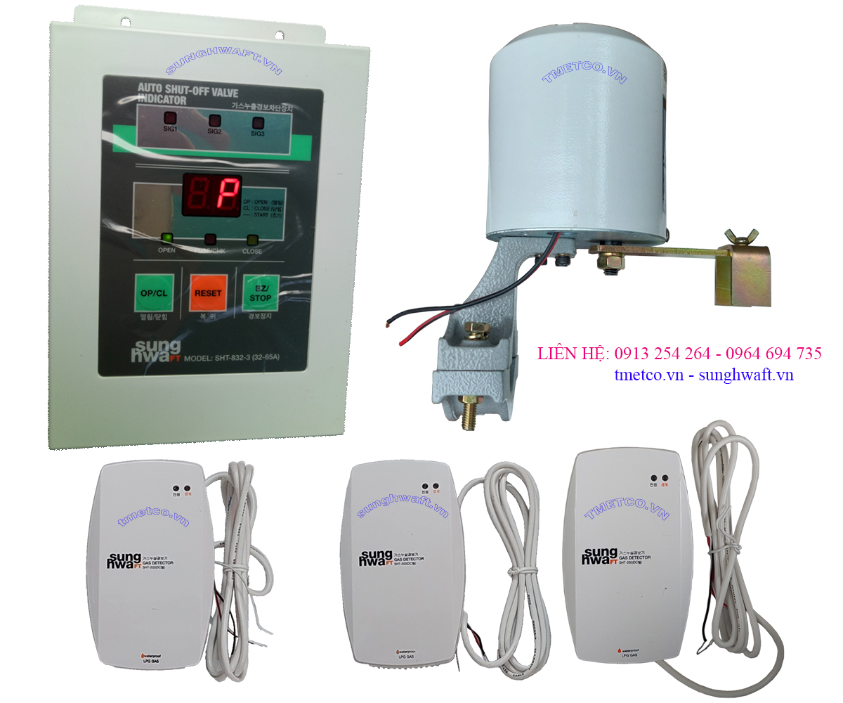 Bộ báo rò gas 3 kênh, tự động ngắt khẩn cấp khi có rò gas SHT-832-3/832A